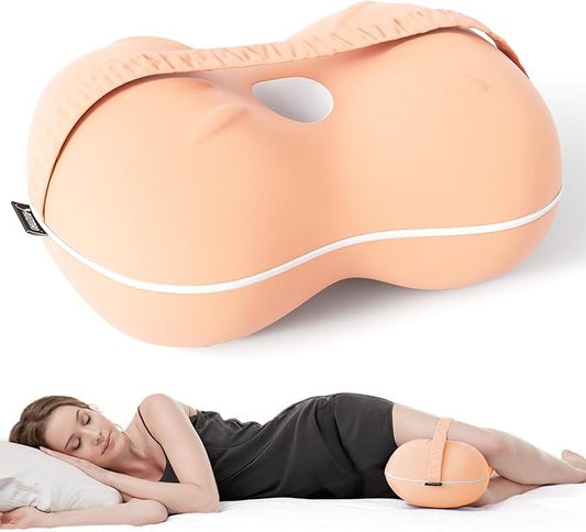Knee Pillow for Side Sleepers - Memory Foam Leg Pillow for Side Sleeping - Comfortable Soft Side Sleeper Leg Positioner Pillows for Pregnancy, Hip Pain, Spine Alignment (Peachpuff)
