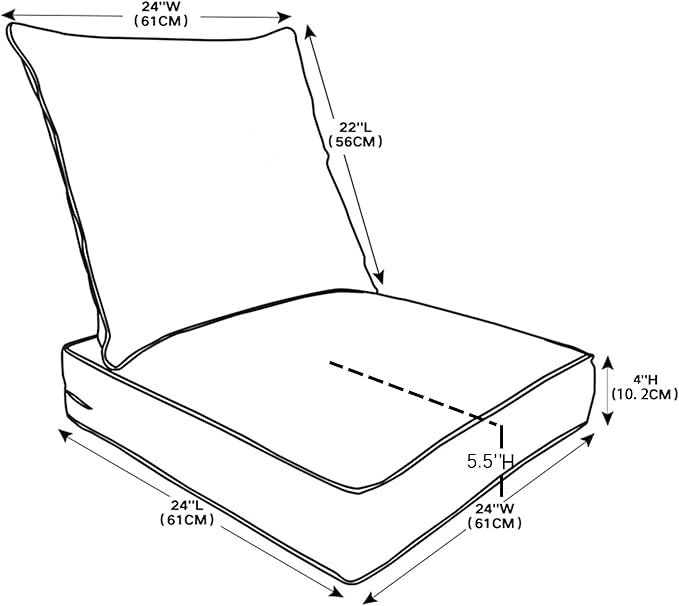 QILLOWAY Outdoor Chair Cushion Set,Outdoor Cushions for Patio Furniture,Set of 2,Orange