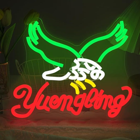 Eagles Beer Neon Sign Dimmable Y-ue-ng-li-ng Neon Light for Wall Decor Bar Neon Sign for Man Cave Bedroom Business Club Pub Bistro