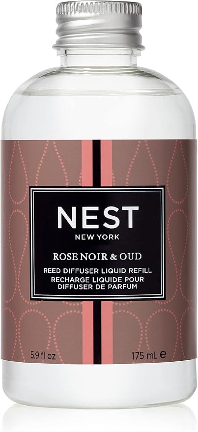 NEST New York Reed Diffuser Liquid Refill, Rose Noir & Oud - 5.9 fl oz - Fragrance for Up to 90 Days - Flame Free