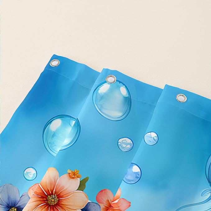 AILONEN Sea Turtle Shower Curtain for Bathroom,Cute Ocean Turtle Shower Curtain with 12 Plastic Hooks,Colorful Coral Jellyfish Print Bath Curtain Polyester Waterproof 72" W*72" H