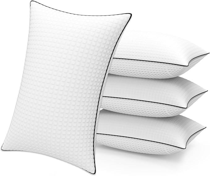 Bed Pillows for Sleeping Queen Size Set of 4,Cooling Breathable Pillows for Side and Back Sleepers Down Alternative Filling Luxury Soft