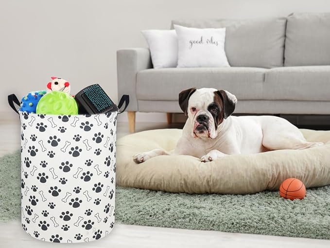 Kids Laundry Hamper,Dog Laundry Basket Collapsible Puppy Storage Baskets for Home Decor,Office,Toy Organizer,(Dog paw)