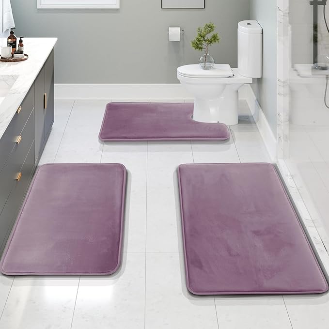 Clara Clark Bathroom Rugs, Velvet Memory Foam Bath Mat, Non-Slip Bath Rugs, Machine Wash, Dries Quickly, Ultra Soft Plush Bath Mats for Bathroom,