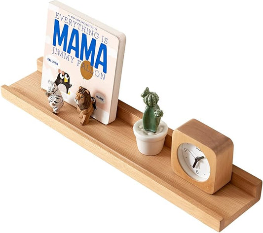 HOMWOO Floating Shelves Natural Wood Wall Shelves Wall Mounted Picture Ledge for Home, Living Room, Bedroom, Bathroom, Office,24 Inches
