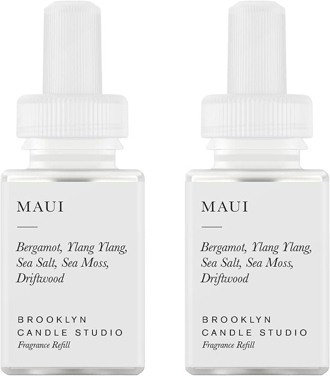 Pura & Brooklyn Candle Studio Home Scent Refill - Smart Home Air Diffuser - Up to 120-Hours of Luxury Fragrance per Vial - Clean & Safe Diffuser Fragrance - 2 Pack, Maui