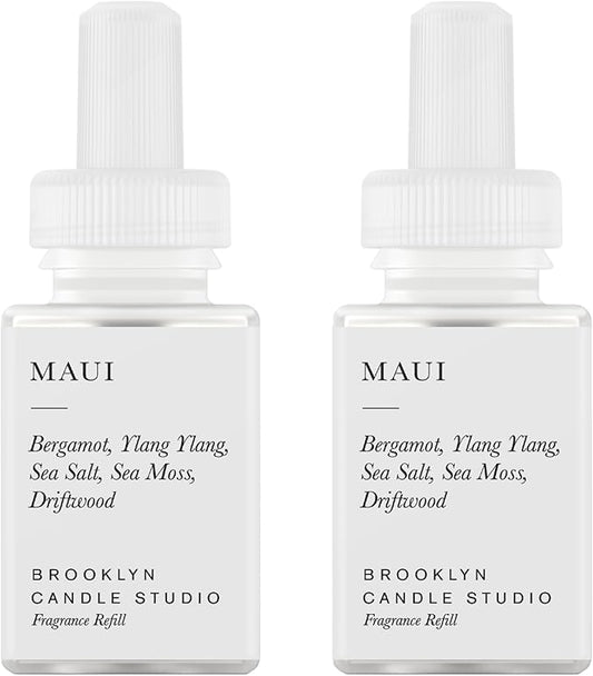 Pura & Brooklyn Candle Studio Home Scent Refill - Smart Home Air Diffuser - Up to 120-Hours of Luxury Fragrance per Vial - Clean & Safe Diffuser Fragrance - 2 Pack, Maui