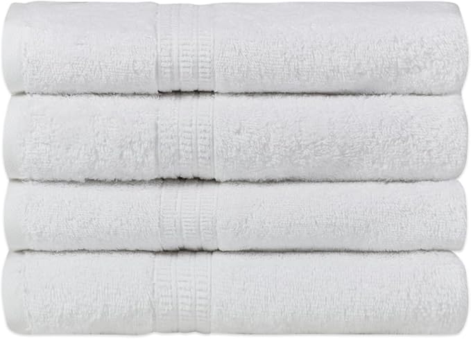 HOMELOVER 4 Piece Luxury Hand Towel Set - 100% Organic Cotton, 500 GSM, Hotel Quality, Highly Absorbent, Soft & Quick Drying Bathroom & Kitchen Towel for Face & Hand Washing (Snow White)