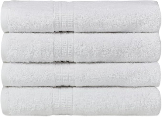 HOMELOVER 4 Piece Luxury Hand Towel Set - 100% Organic Cotton, 500 GSM, Hotel Quality, Highly Absorbent, Soft & Quick Drying Bathroom & Kitchen Towel for Face & Hand Washing (Snow White)