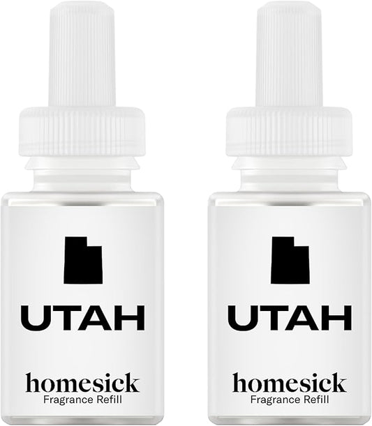 Pura & Homesick Home Scent Refill - Smart Clean Air Diffuser Fragrance - Up to 120-Hours of Luxury Fragrance per Refill - Household Essential - 2 Pack, Utah