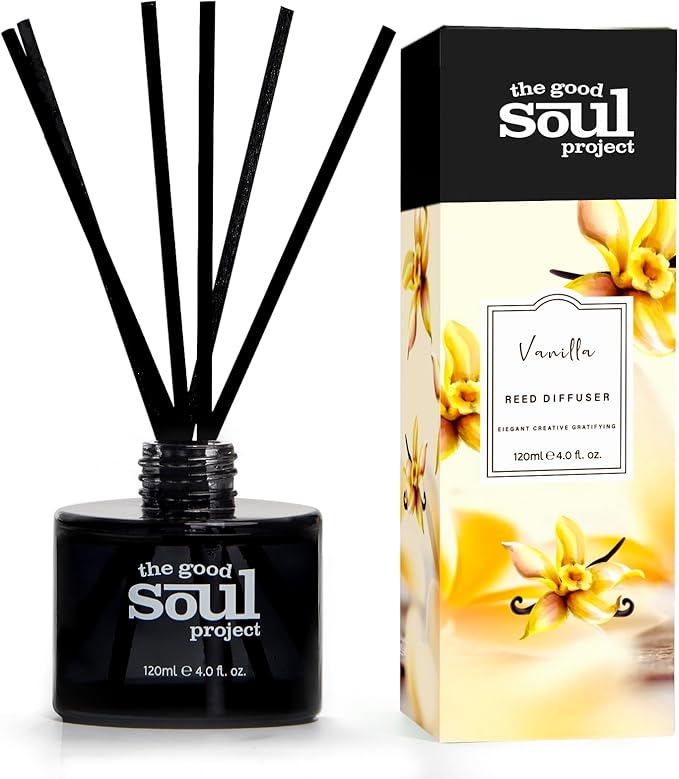 Reed Diffuser, Vanilla Scented Reed Diffusers for Home, Come with 6 Reed Diffuser Sticks, Decorative Air Freshener for Bathroom& Office