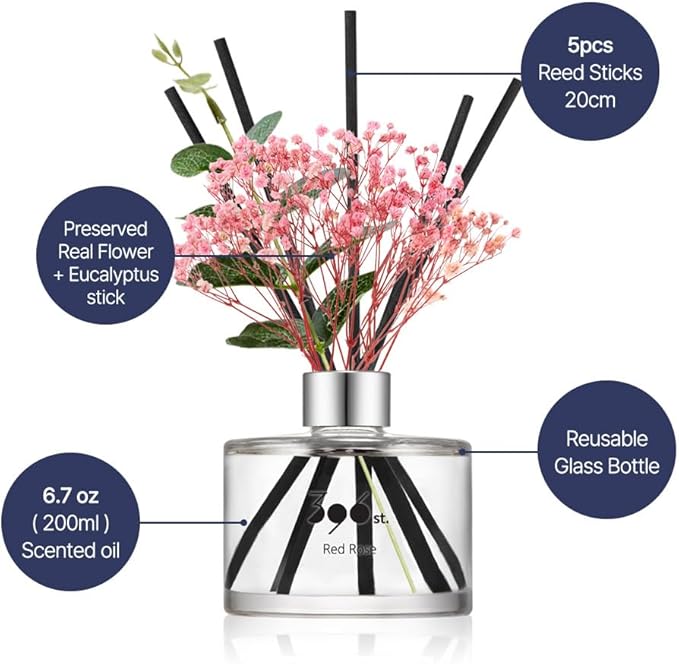 396 st. Preserved Baby's Breath Flower Reed Diffuser, Black Cherry, 200ml(6.7oz) / Reed Diffuser Sets, Scentsy Home Fragrance, Scented Oils, Home & Bathroom Décor