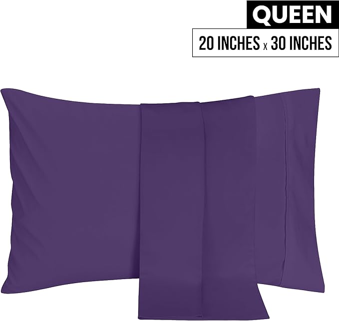 Utopia Bedding Queen Pillow Cases - 2 Pack - Envelope Closure - Soft Brushed Microfiber Fabric - Shrinkage and Fade Resistant Pillow Covers 20 X 30 Inches (Queen, Egg Plant)