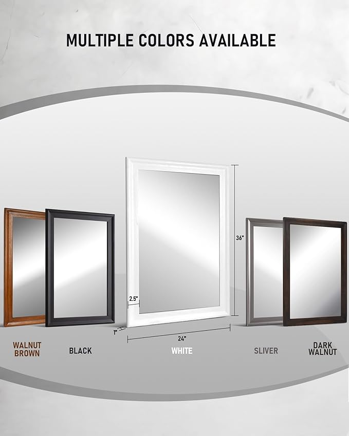 CULER Black Wood Wall Mirror for Bathroom,Rectangle Rustic 24 x 36 inch Hanging VanityMirrors with Wooden Frame for Living Room,Bedroom,Entryway