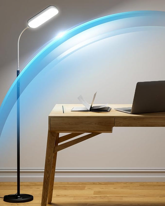 LEPOWER Floor Lamp, Eye-Caring LED Standing Lamp with 5 Color Temperatures, Stepless Dimmer & 3 Timer Function, Bright Adjustable Reading Lamp for Living Room, Office, Bedroom