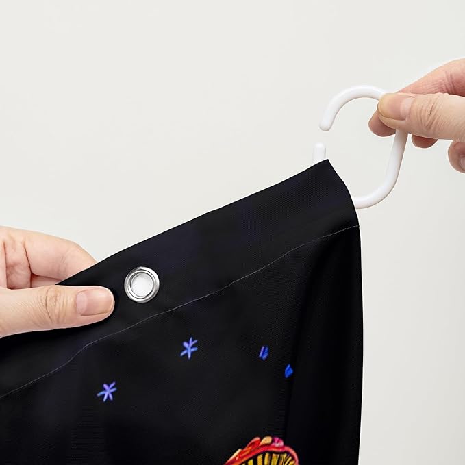 AILONEN Mushroom Skull Shower Curtain for Bathroom, Green Starry Moon Skull Bath Curtain,Fantasy Fungus Skeleton Decor Bathroom Waterproof Curtain with 12 Plastic Hooks, 36" W*72" H