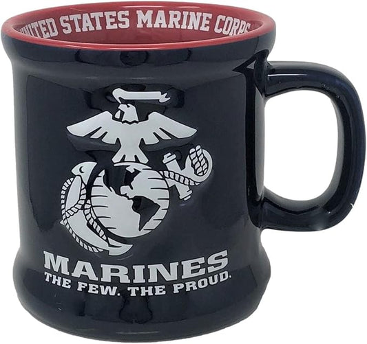 United States Marine Corps Relief 3D Ceramic Coffee Mug – Official United States Marine Corps Logo & Colors – Marine Corps Gifts for Men, Veterans, Retirement Gifts – Dishwasher Safe – 12 oz