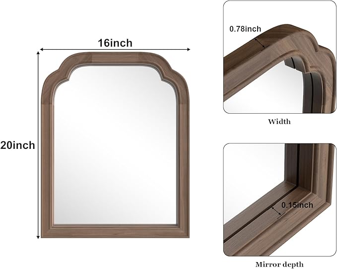 WallBeyond Wood Bathroom Mirrors for Wall Mounted, 16" x 20" Rustic Wood Frame Wall Mirrors Decorative for Living Room or Bedroom Vanity Mirror (Walnut)