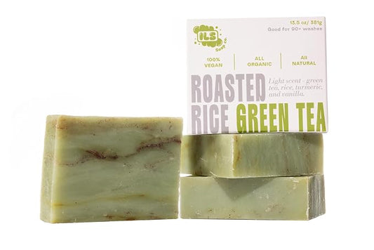 Roasted Rice Green Tea - Made in USA - All Natural Bath Soaps for All Skin Types - Plant Based, Cold Process and Handmade - (3 Pack)