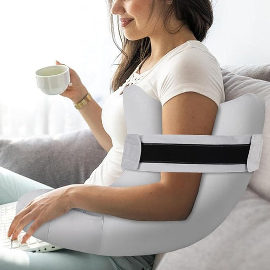 HARBOREST Shoulder Surgery Pillow with Straps & Pocket - Shoulder Pillow for Shoulder Pain, Rotator Cuff Pillow for Sleeping or Sitting, Shoulder Relief Pillow (Light Grey)