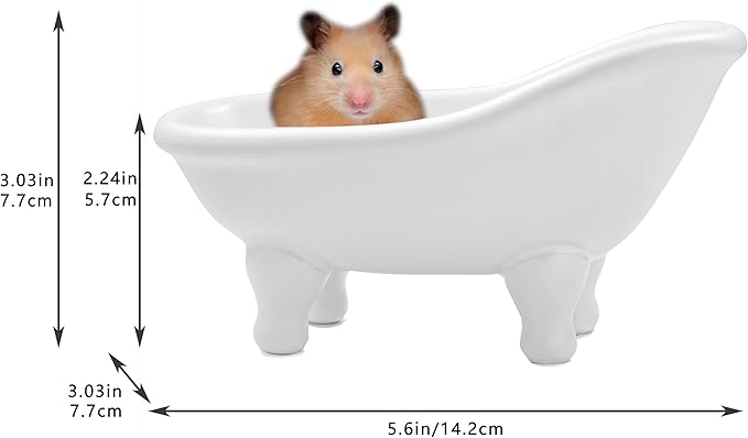 1piece 5.6" White Ceramic Mini Bathtub Soap Dish Small Planter Makeup Organizer Container Hamster Bathtub (White)