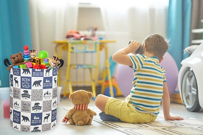 Kids Laundry Hamper, Animal Laundry Basket Collapsible Nordic Style Storage Baskets for Home Decor,Office,Toy Organizer,(Bear)