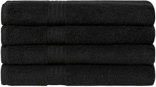 HOMELOVER 4 Piece Luxury Bath Towel Set - 100% Organic Cotton, 500 GSM, Hotel Quality, Highly Absorbent, Soft & Quick Drying Bathroom Towels for Showering, Washing & Guests (Charcoal Black)