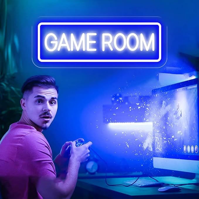 Game Room Neon Sign for Game Wall Decor Led Neon Light with USB Powered Teen Boy Children Bedroom Bar Party Gaming Room Accessories and Decor Neon Signs Custom, 15.7 x 5.9"