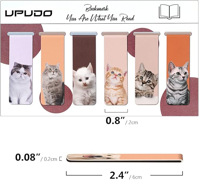 UpUDo 12 Pack Magnetic Bookmark, Book Marker Clip for Teachers, Students, Book Lovers, Printing on 2 Side