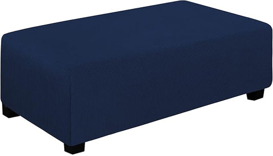 Easy-Going Stretch Ottoman Cover Folding Storage Stool Furniture Protector Soft Rectangle slipcover with Elastic Bottom (XX-Large,Navy)