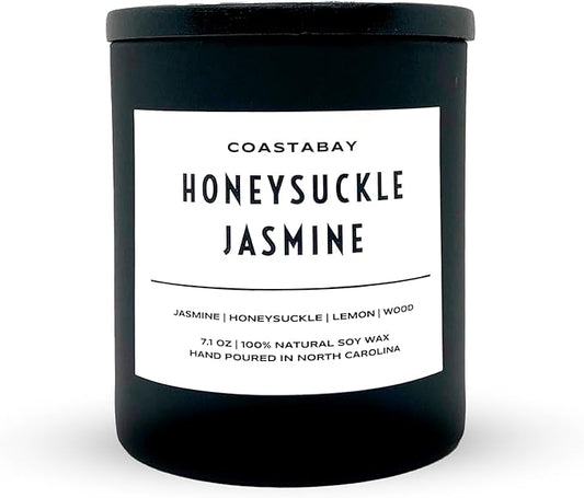 Honeysuckle Jasmine Candle | All Natural Soy Candles for Home Scented, Summer and Spring Candles, Long Lasting 45hr Burn, Floral, Clean, Organic & Non Toxic, 7.1oz