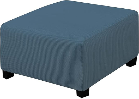 Easy-Going Stretch Ottoman Cover Folding Storage Stool Furniture Protector Soft slipcover with Elastic Bottom (Medium,Bluestone)