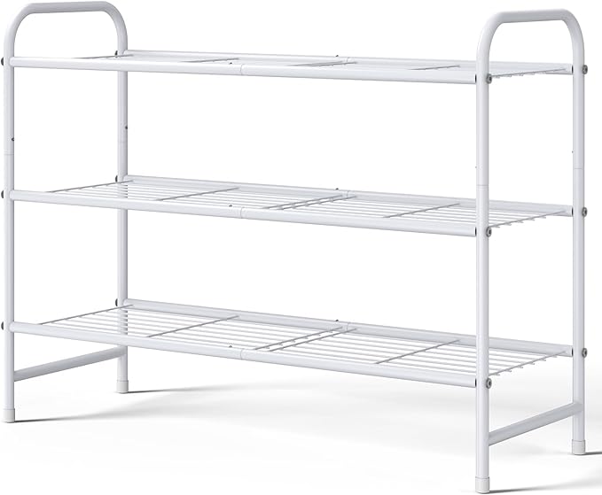 Kitsure Shoe Rack - Stainless Steel Shoe Organizer, Sturdy Shoe Rack for Closet and Front Door Entrance, Free Standing Shoe Shelf, Closet Organizers and Storage, White