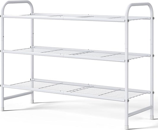 Kitsure Shoe Rack - Stainless Steel Shoe Organizer, Sturdy Shoe Rack for Closet and Front Door Entrance, Free Standing Shoe Shelf, Closet Organizers and Storage, White