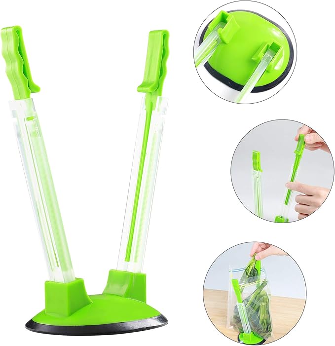 Baggy Rack-Pack of 2 Bag Holder for Plastic Bags, Plastic bag bracket, No-hands Food Storage Bag Holders