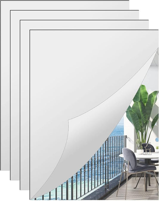 4Pcs Acrylic Mirror Sheets, 8"x12" Wall Mounted Mirror Tiles Self Adhesive Mirror Stickers Frameless Full Body Mirror Tiles for Wall Bedroom Bath Home Decor
