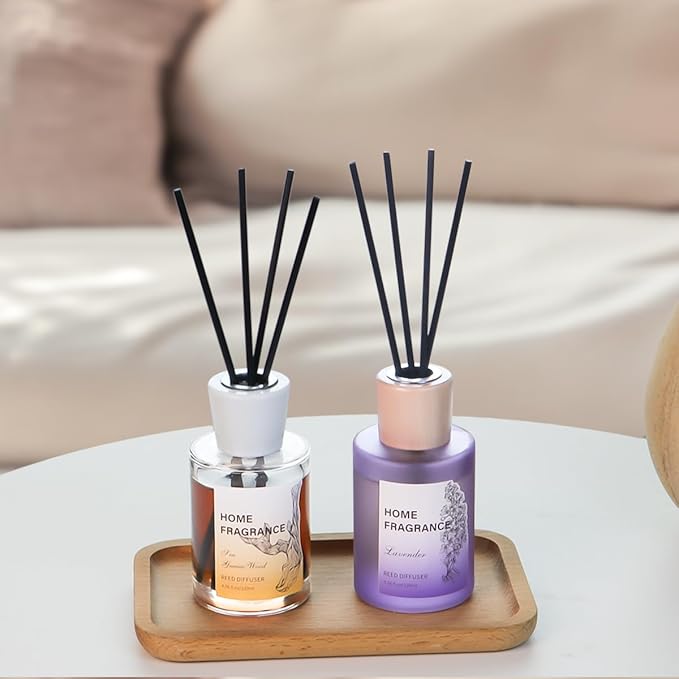 Reed Diffuser - Sea Guaiac Wood&Lavender 4.06oz (120ml) 2 Packs Essential Oil Reed Diffuser Set with 16 Sticks, Long Lasting Fragrance for Home, Bathroom, Bedroom, Room, Decor