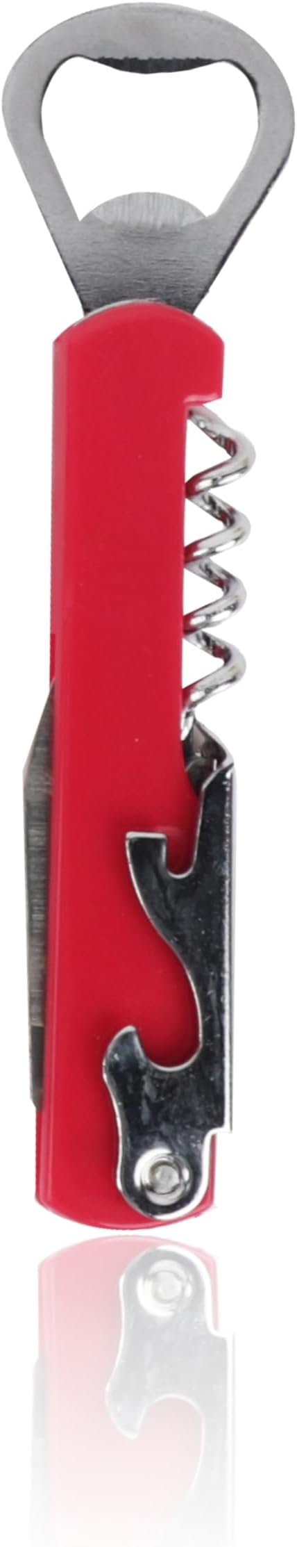 Waiter Corkscrew and Beer Bottle Opener Multifunction Tool (Red)