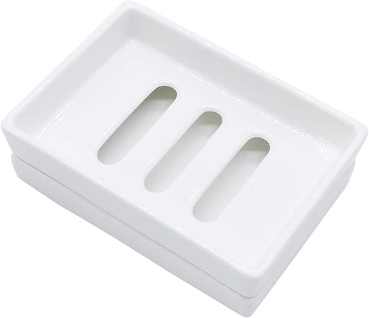 Ceramic Soap Dish Bar Soap Holder Double Layer Soap Tray Draining by Lofekea