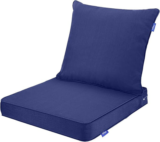 Deep Seat Cushions, Outdoor Cushions, Patio Furniture Cushions, Deep Seat & Back Cushion Patio Cushions with Rmoveable Cover for Backyard Couch Sofa Fade Resistant (19x19x3 in, Solid Dark Blue)
