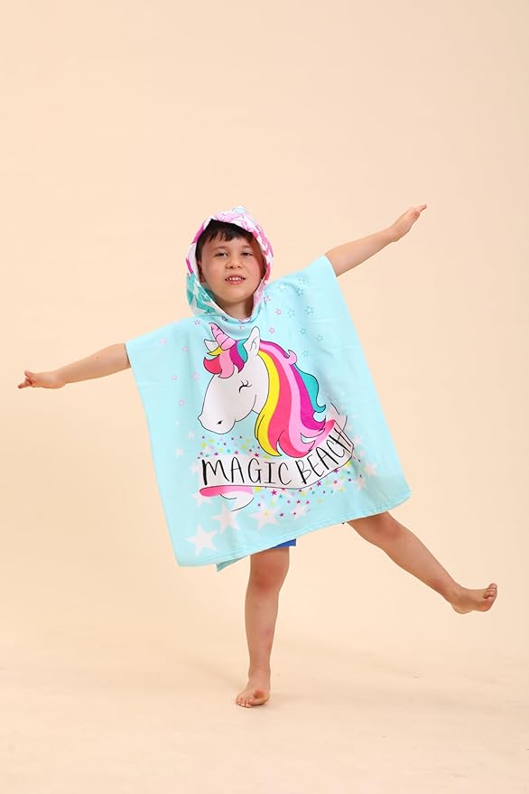 Unicorn Hooded Towels for Kids, Kids Beach Towels for Boys/Girls, Swimming Towels/Towel Robes/Wearable Towels/Pool Towels for Kids 2-10, Poncho Beach Towels for Kids, Hooded Beach Towels for Toddler