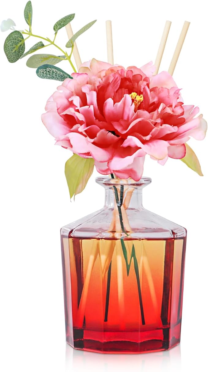 L'odeur Vill Reed Diffuser, 8.5 Oz(250ml) Jasmine Lily Bathroom Diffuser with 10 Sticks, Scented Diffuser Home Fragrance Essential Oil Reed Diffuser Set for Home Large Rooms Bathroom Shelf Decor