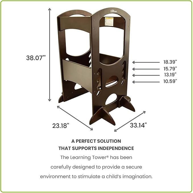Little Partners® Kids Learning Tower® Toddler Tower, Adjustable Height Kitchen Step Stool for Toddlers, Encourages Learning, Independence and Engagement (Espresso)