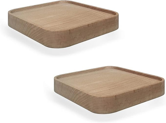 Raft Floating Shelf Wood Round Wall Mounted Showcase Wall Shelf Hanging Planter Storage Wooden Shelf for Plants Photo Candle Invisible Wall Decoration Design Set of 2 (Square 4.7 inch)