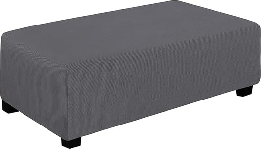 Easy-Going Stretch Ottoman Cover Folding Storage Stool Furniture Protector Soft Rectangle Slipcover with Elastic Bottom (Ottoman XX-Large, Grey)