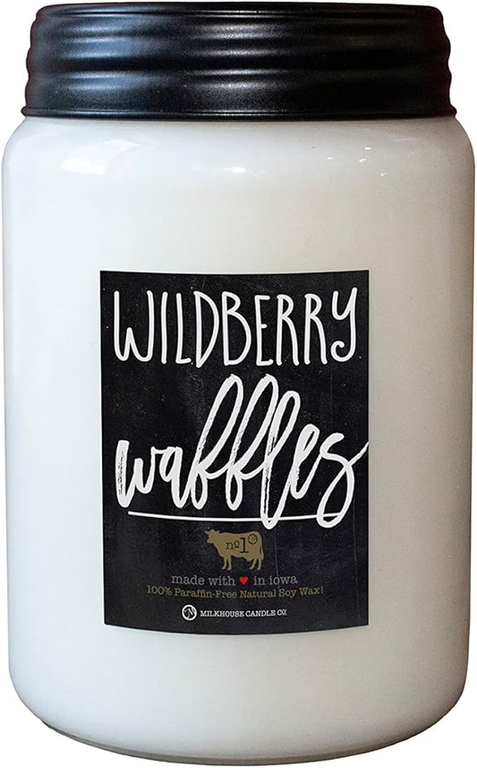 Milkhouse Candle Company - Wildberry Waffles - 26oz Beeswax and Soy Candles - Farmhouse Collection - 100% Natural, Paraffin Free, with Premium Fragrance Oil, Glass Jars with Lids