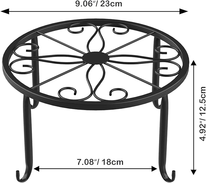 Metal Potted Plant Stands, 3 Pack 9" Heavy Duty Rustproof Iron Round Flower Pot Stands, Indoor Outdoor Plant Holder Support Rack for Planter Flowerpot Patio Garden - Black