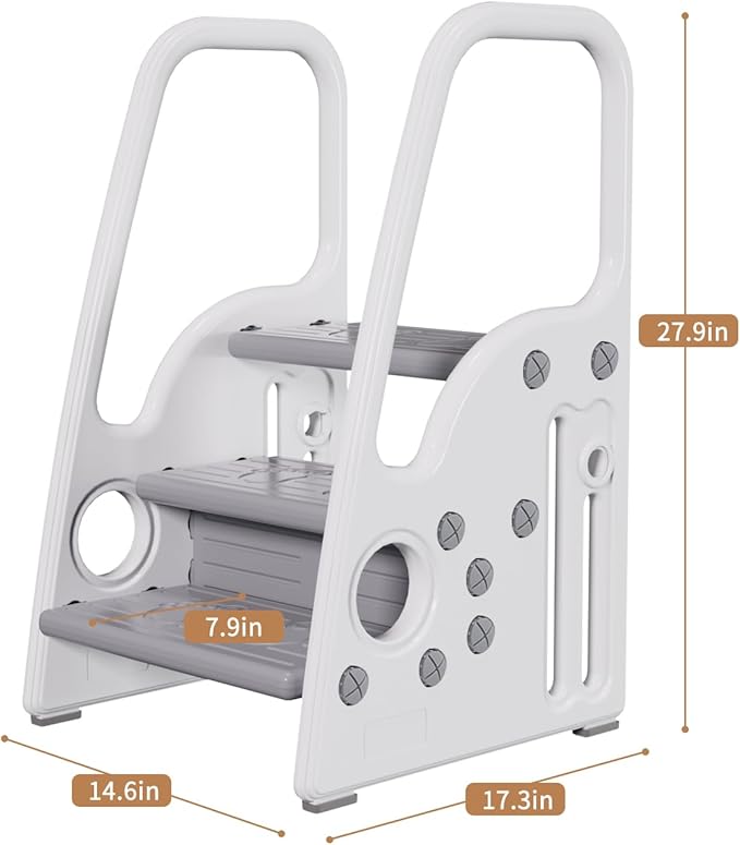Toddler Step Stool for Bathroom Toilet Potty Training Children Step Ladder Step Stool for Kids with Safety Handles (three floor)
