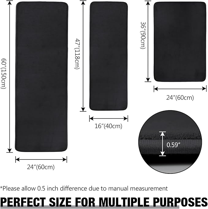 Black Large Bathroom Rugs 36x24, Memory Foam Big Bath Mat Non Slip Washable Shower Rug Soft Absorbent Plush Microfiber Bathroom Floor Tub Bathrug
