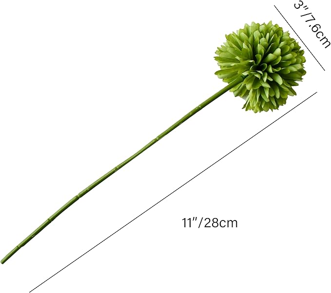 Mandy's Green Artificial Ball Chrysanthemum 12 Stems Faux Flowers with Bendable Stems for DIY Wedding Centerpiece Fall Decor Home Arrangements